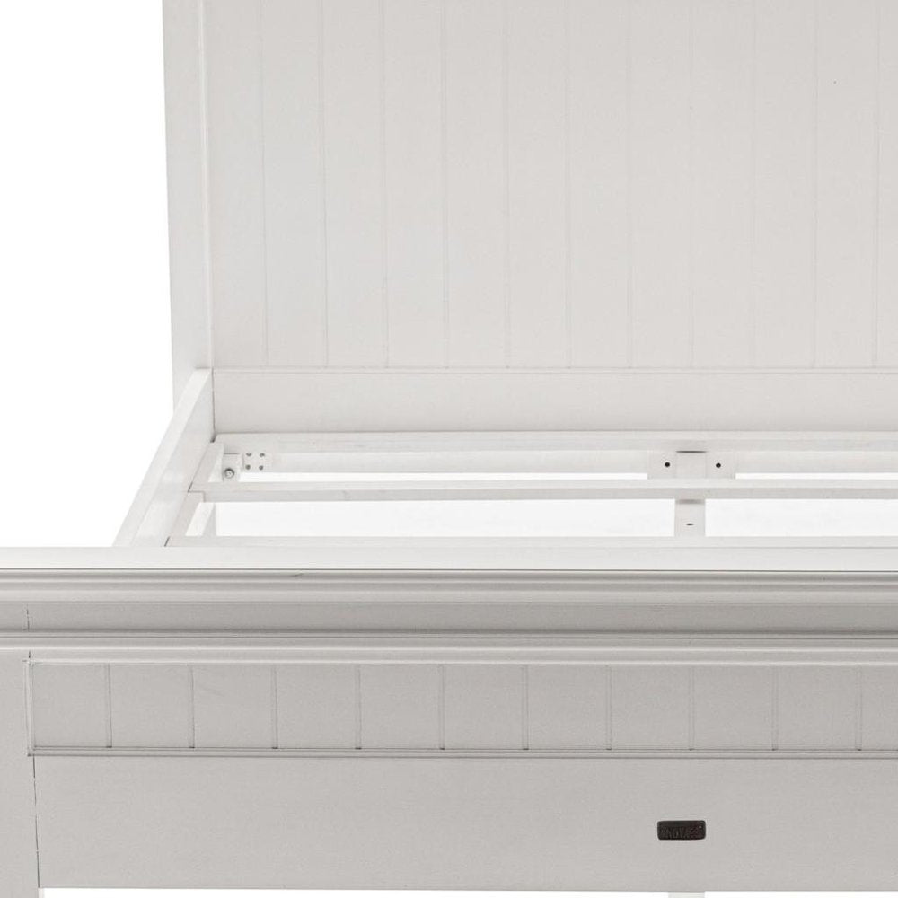 White Solid Wood Queen Bed Frame