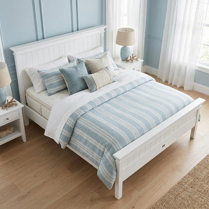 White Solid Wood Queen Bed Frame