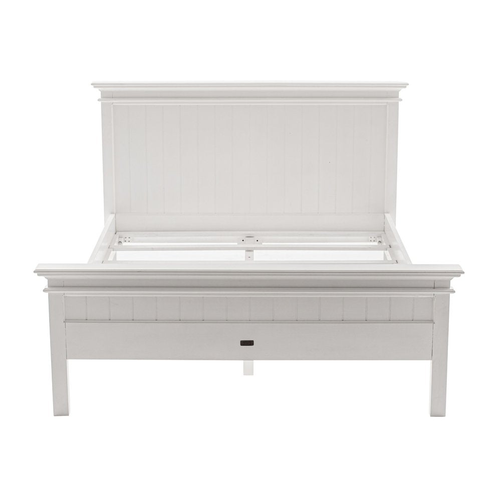 White Solid Wood Queen Bed Frame