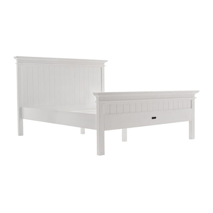 White Solid Wood Queen Bed Frame