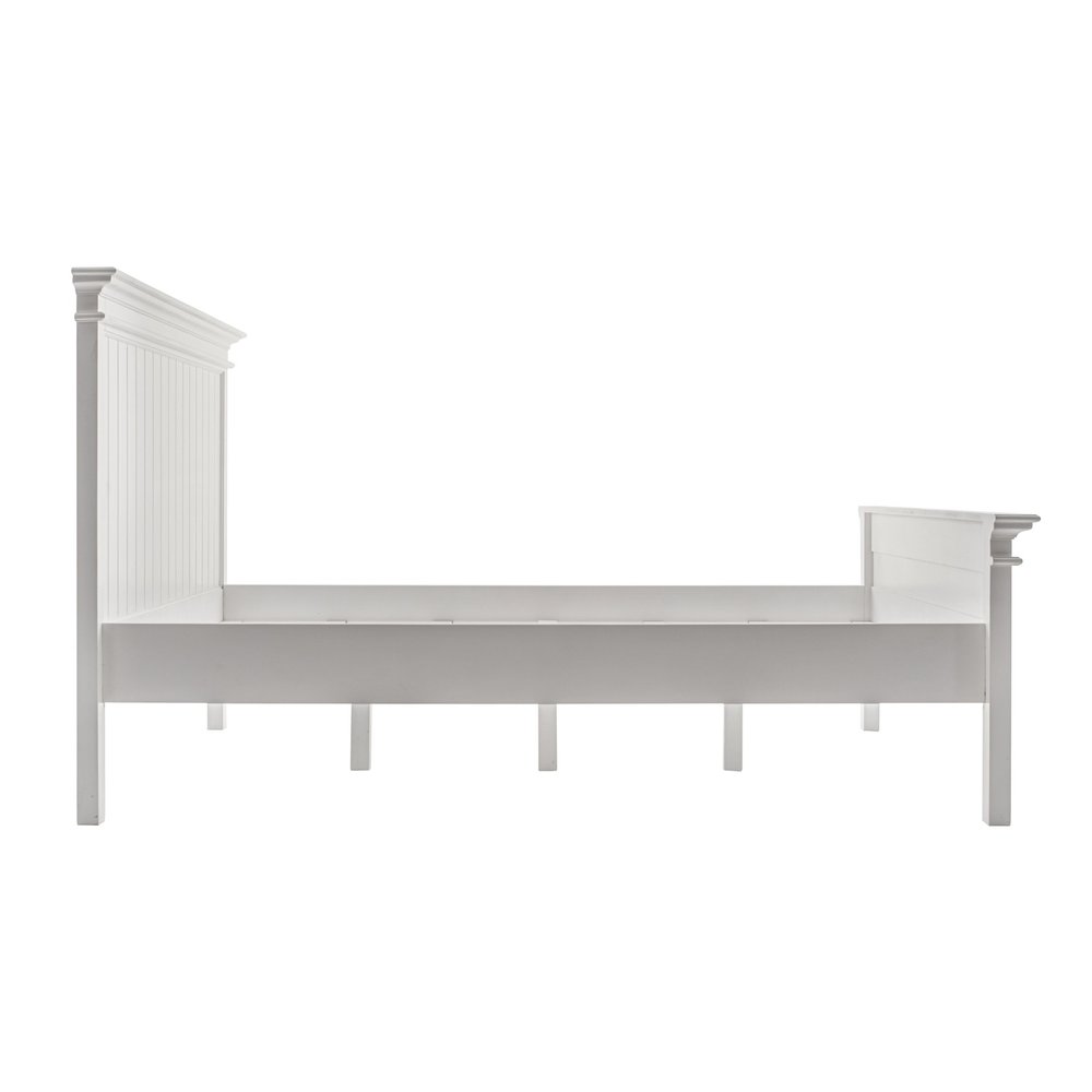 White Solid Wood Queen Bed Frame