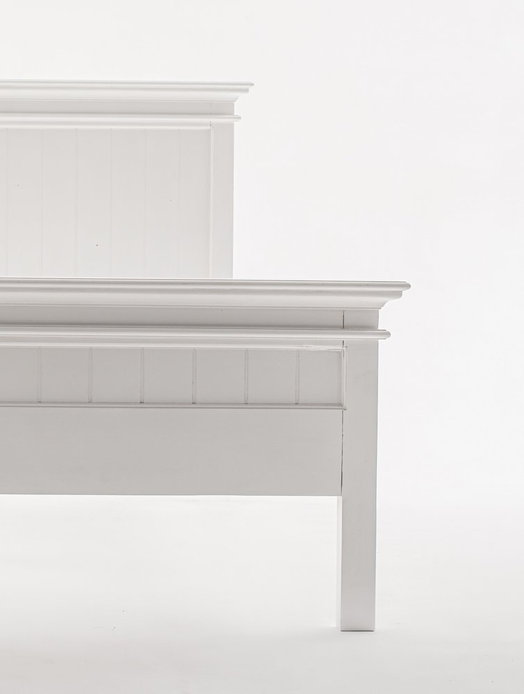 White Solid Wood Queen Bed Frame