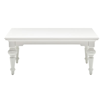 47" White Solid Wood Coffee Table