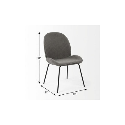 Set of Two Gray and Black Fabric Dining Side Chairs
