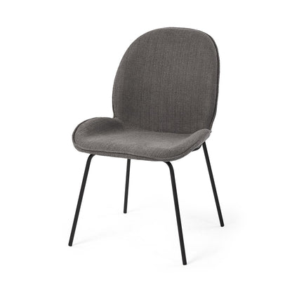 Set of Two Gray and Black Fabric Dining Side Chairs