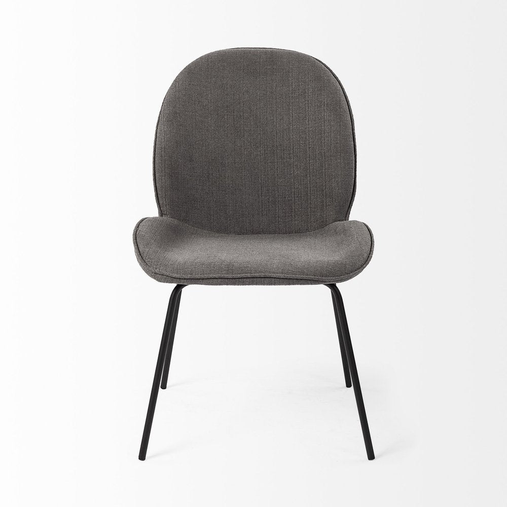 Set of Two Gray and Black Fabric Dining Side Chairs