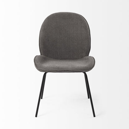 Set of Two Gray and Black Fabric Dining Side Chairs