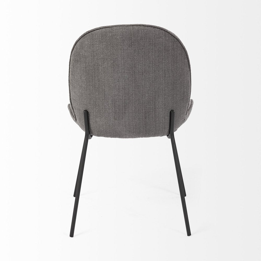 Set of Two Gray and Black Fabric Dining Side Chairs