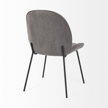 Set of Two Gray and Black Fabric Dining Side Chairs
