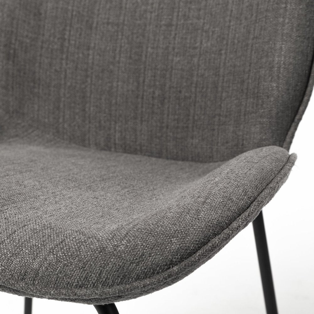 Set of Two Gray and Black Fabric Dining Side Chairs
