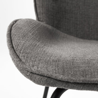 Set of Two Gray and Black Fabric Dining Side Chairs