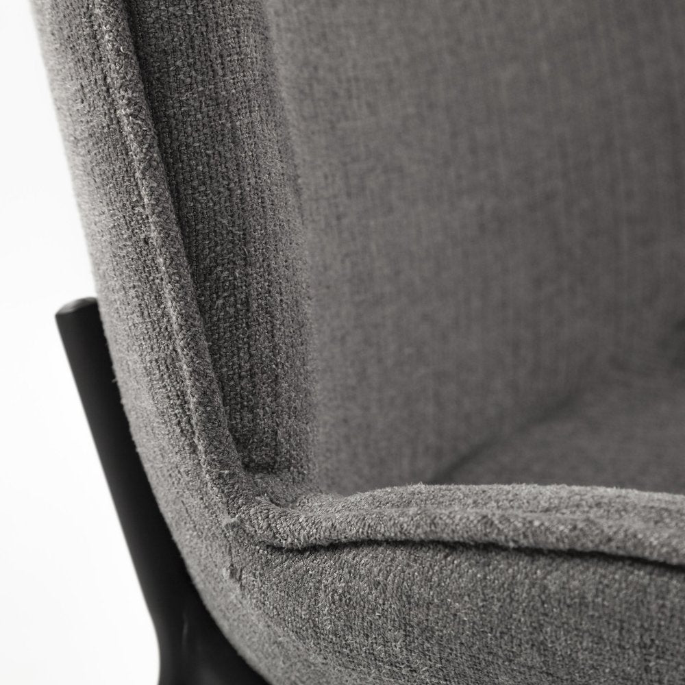 Set of Two Gray and Black Fabric Dining Side Chairs