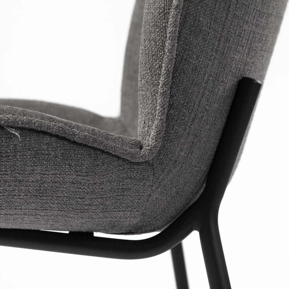 Set of Two Gray and Black Fabric Dining Side Chairs