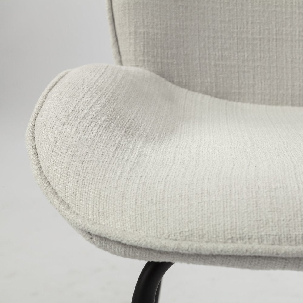 Set of Two White and Black Upholstered Fabric Dining Side Chairs