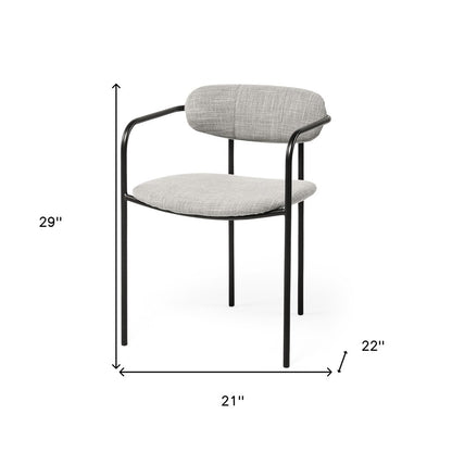 Set of Two Gray and Black Upholstered Fabric Dining Arm Chairs