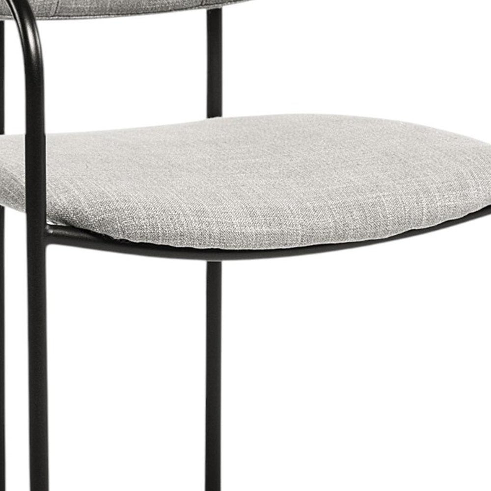 Set of Two Gray and Black Fabric Dining Arm Chairs