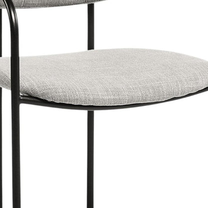 Set of Two Gray and Black Fabric Dining Arm Chairs
