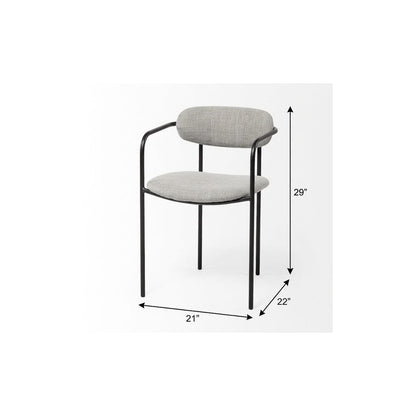 Set of Two Gray and Black Fabric Dining Arm Chairs