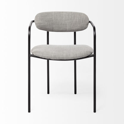 Set of Two Gray and Black Fabric Dining Arm Chairs