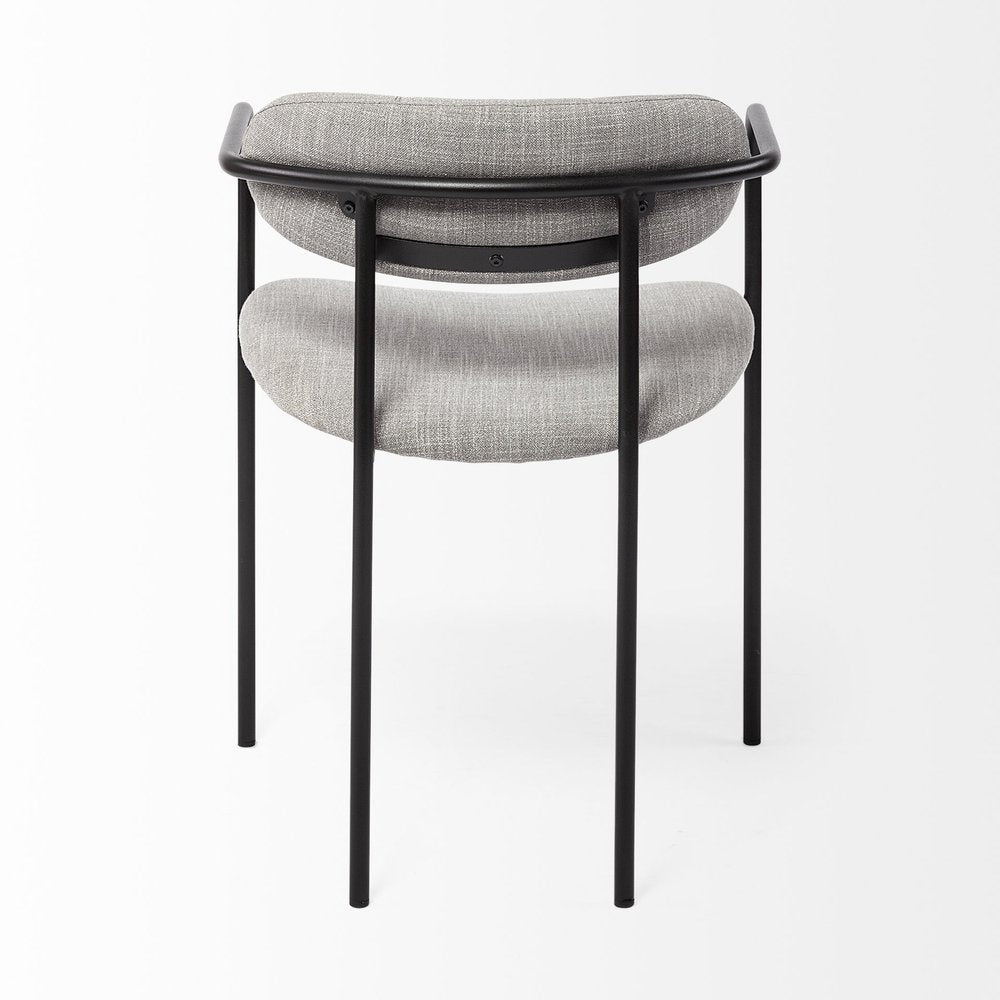 Set of Two Gray and Black Fabric Dining Arm Chairs