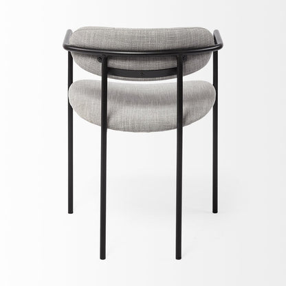 Set of Two Gray and Black Fabric Dining Arm Chairs