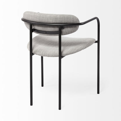 Set of Two Gray and Black Fabric Dining Arm Chairs