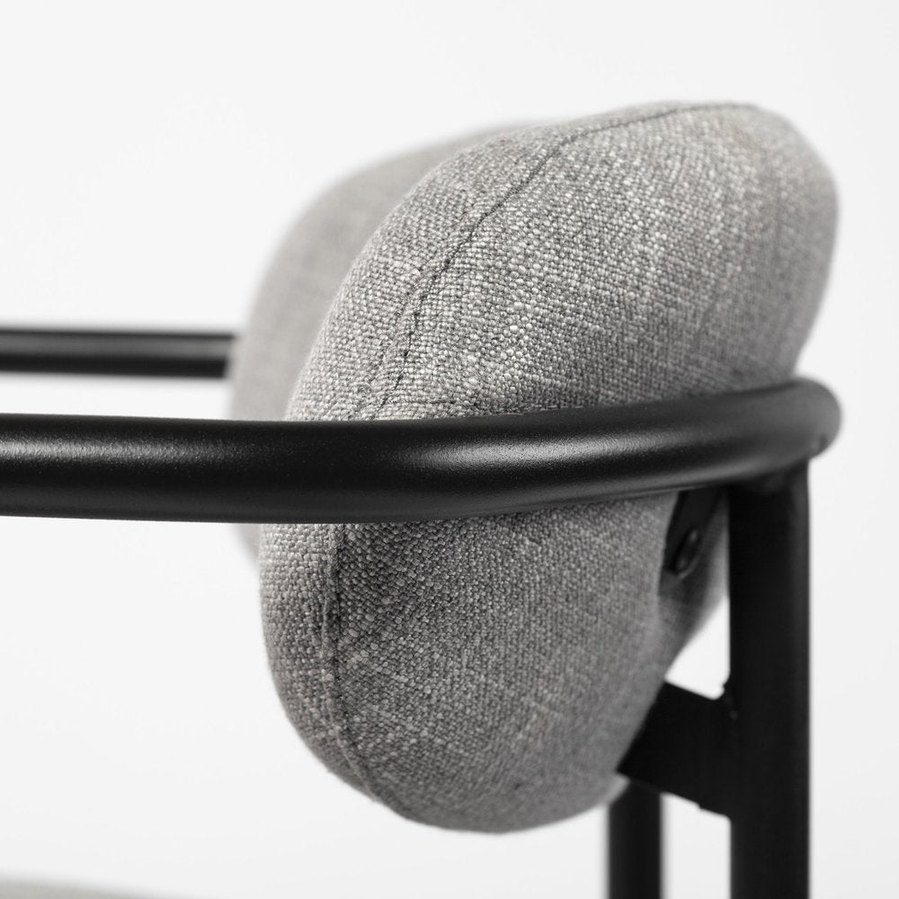 Set of Two Gray and Black Fabric Dining Arm Chairs