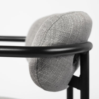 Set of Two Gray and Black Fabric Dining Arm Chairs