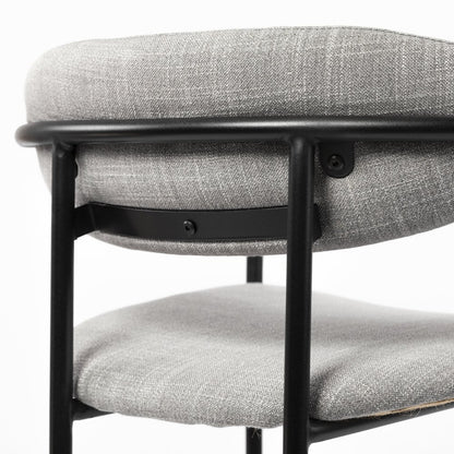 Set of Two Gray and Black Fabric Dining Arm Chairs