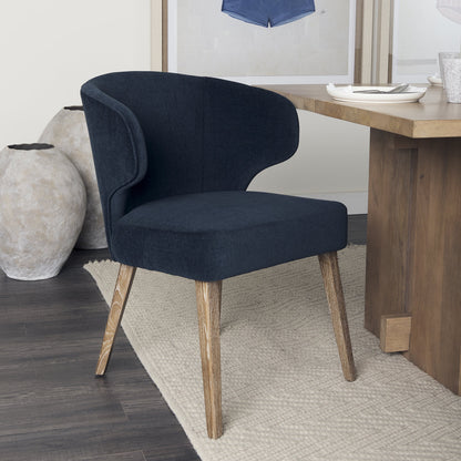 Navy Blue And Black Wingback Dining Side Chair