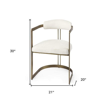 Curvy Gold and White Upholstered Dining Armchair