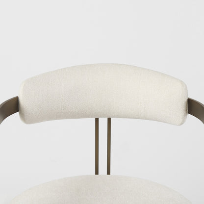 Curvy Gold and White Upholstered Dining Armchair