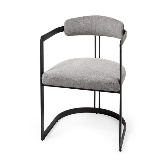 Curvy Black and Gray Upholstered Dining Armchair