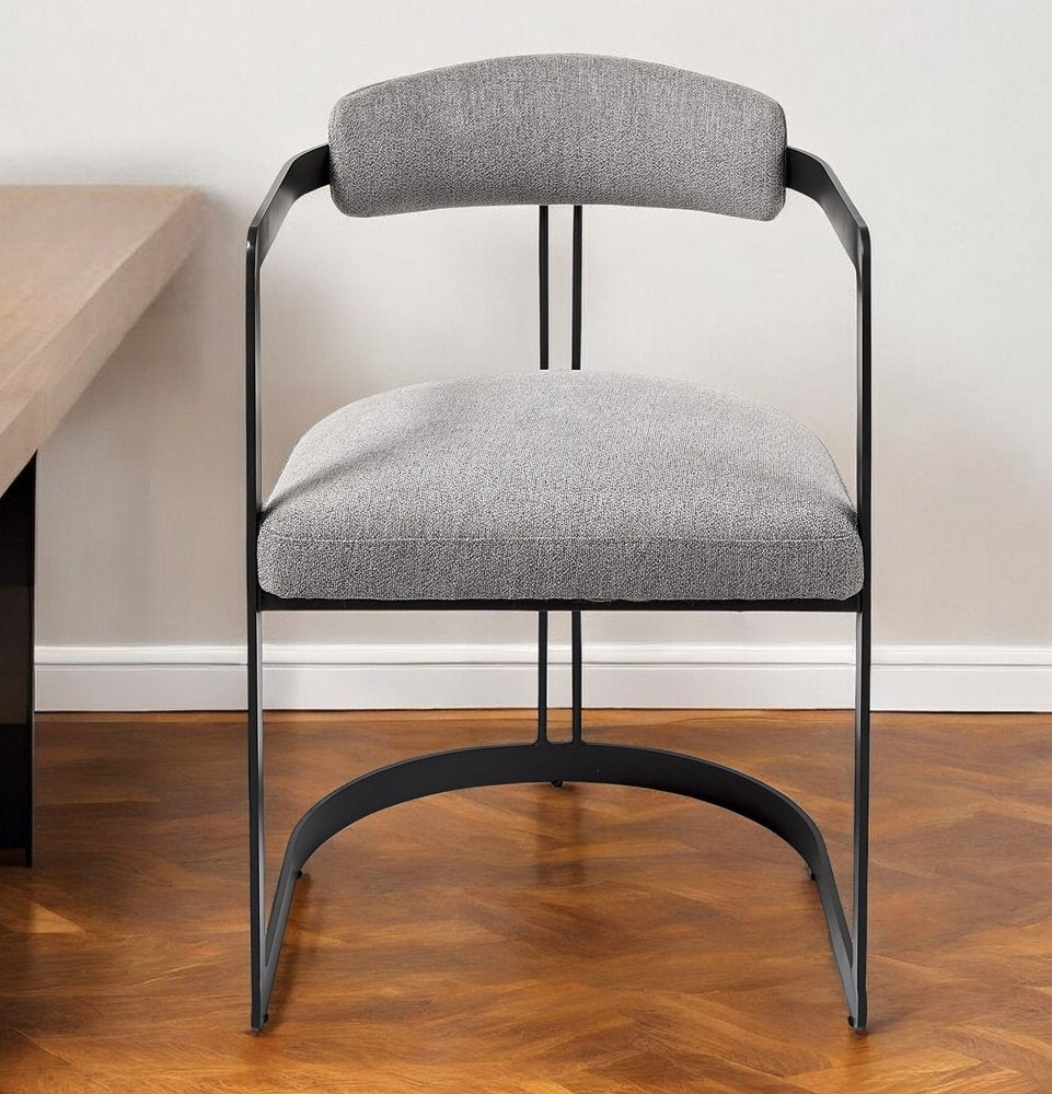 Gray and Black Upholstered Dining Arm Chair