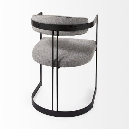 Curvy Black and Gray Upholstered Dining Armchair