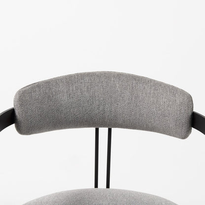 Gray and Black Upholstered Dining Arm Chair