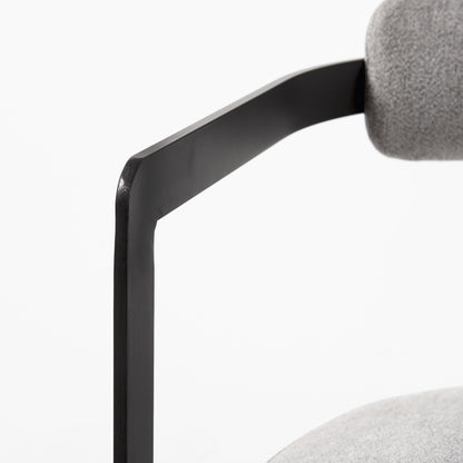 Curvy Black and Gray Upholstered Dining Armchair