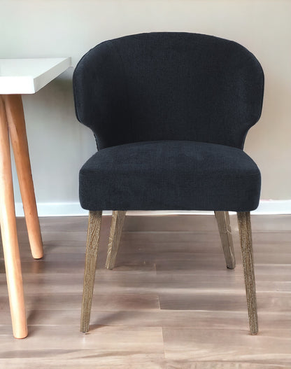 Navy Blue And Brown Wingback Dining Side Chair