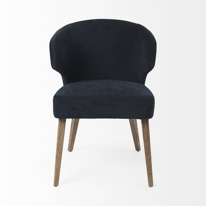 Navy Blue And Brown Wingback Dining Side Chair