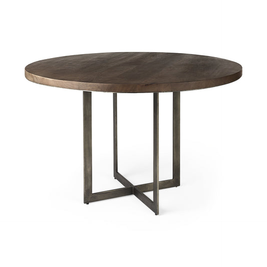 48" Brown And Gray Sled Base Dining Table