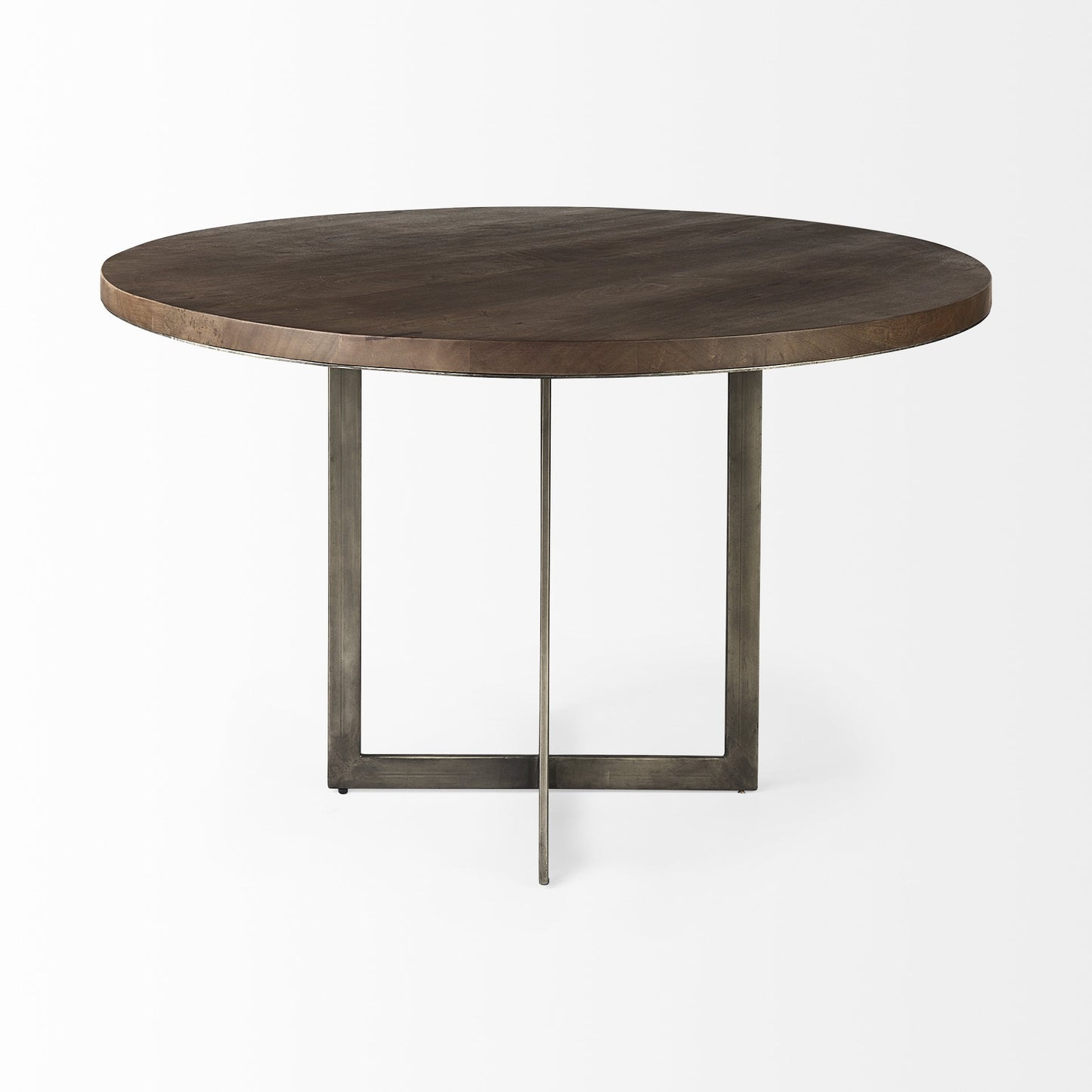 48" Brown And Gray Sled Base Dining Table