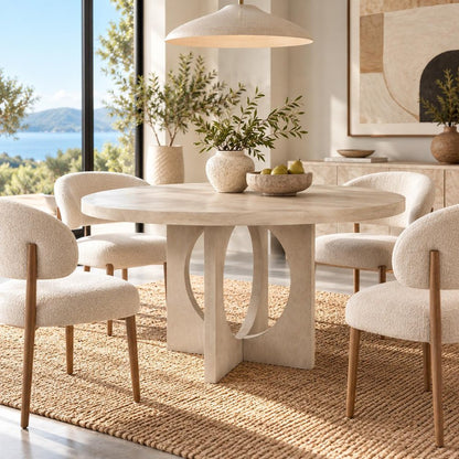 54" Natural Rounded Pedestal Base Dining Table