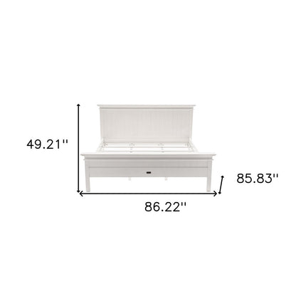 White Solid Wood Queen Bed Frame