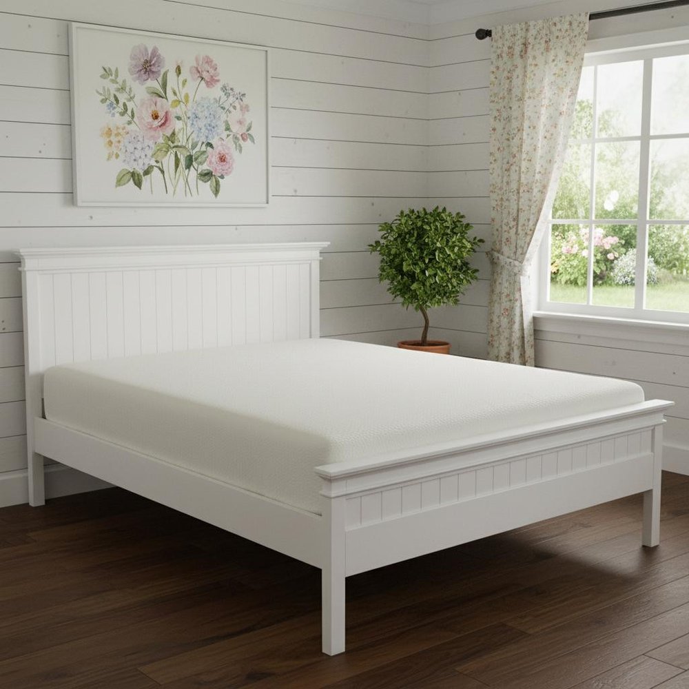 White Solid Wood Queen Bed Frame