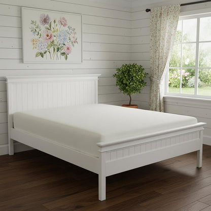 White Solid Wood Queen Bed Frame