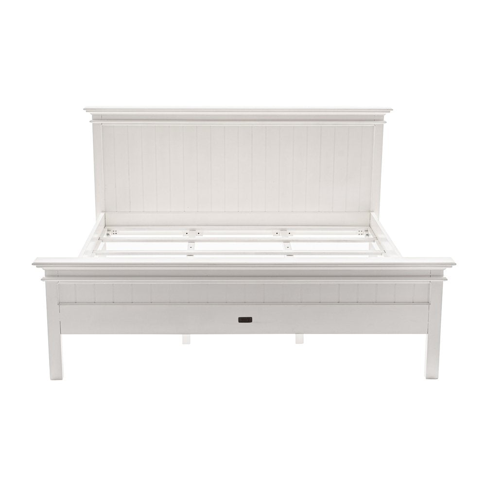 White Solid Wood Queen Bed Frame