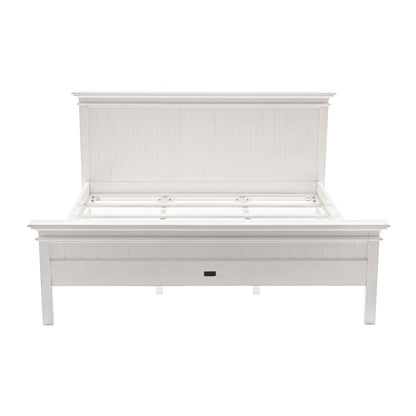 White Solid Wood Queen Bed Frame
