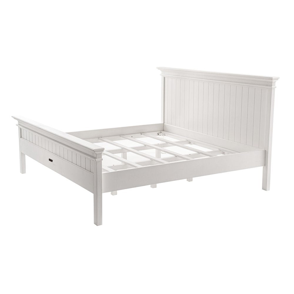 White Solid Wood Queen Bed Frame