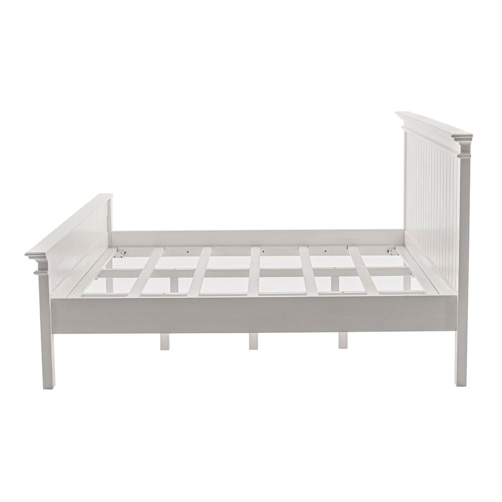 White Solid Wood Queen Bed Frame