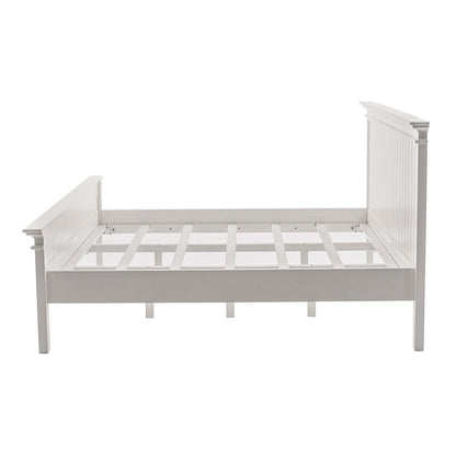 White Solid Wood Queen Bed Frame